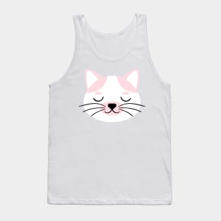 Cute Pink and white Cat face Tank Top